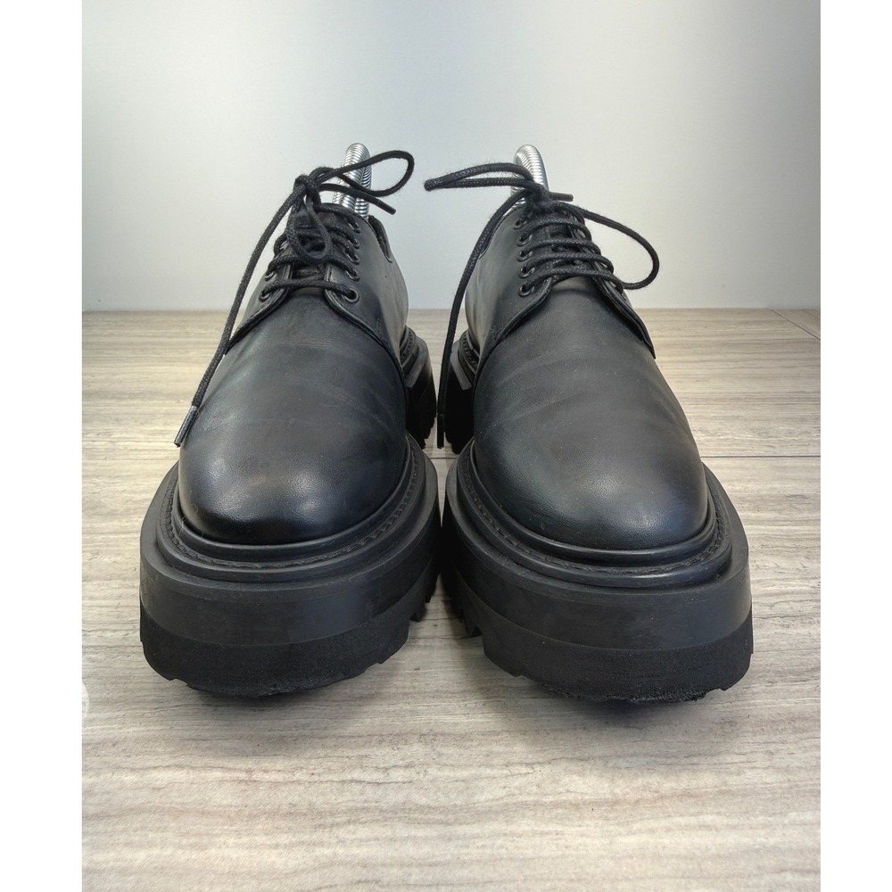 COS Leather Derby Chunky Platform Lug Sole Lace Up Oxfords Black 37 Minimalist - Picture 3 of 10